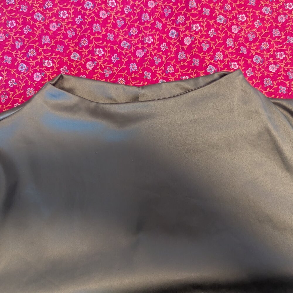 Zara Satin Dress Long Sleeve High Neck Modest Minimal A Line Stretch Maxi - Picture 4 of 8